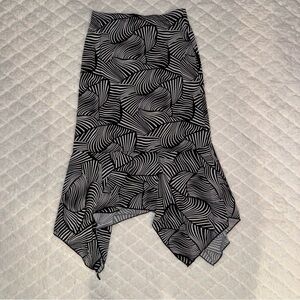 Black & White Swirl Asymmetrical Handkerchief Hem Skirt